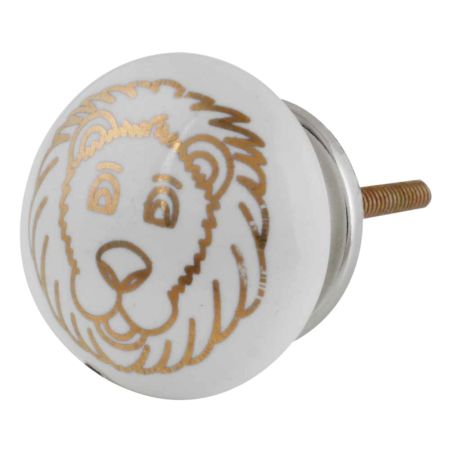 Golden Lion Pattern Ceramic Cabinet Knobs